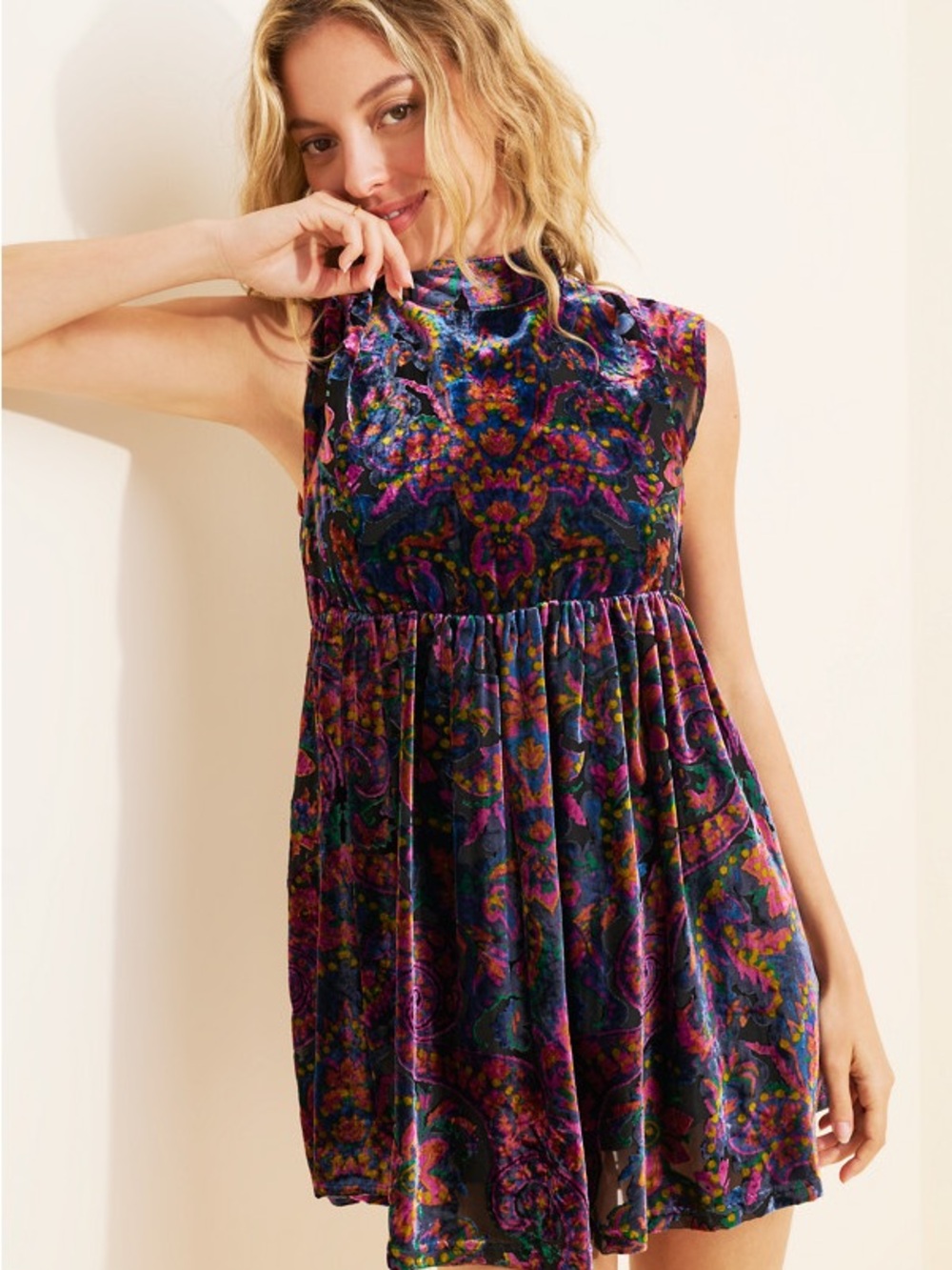Free People All the Time Velvet Mini Dress